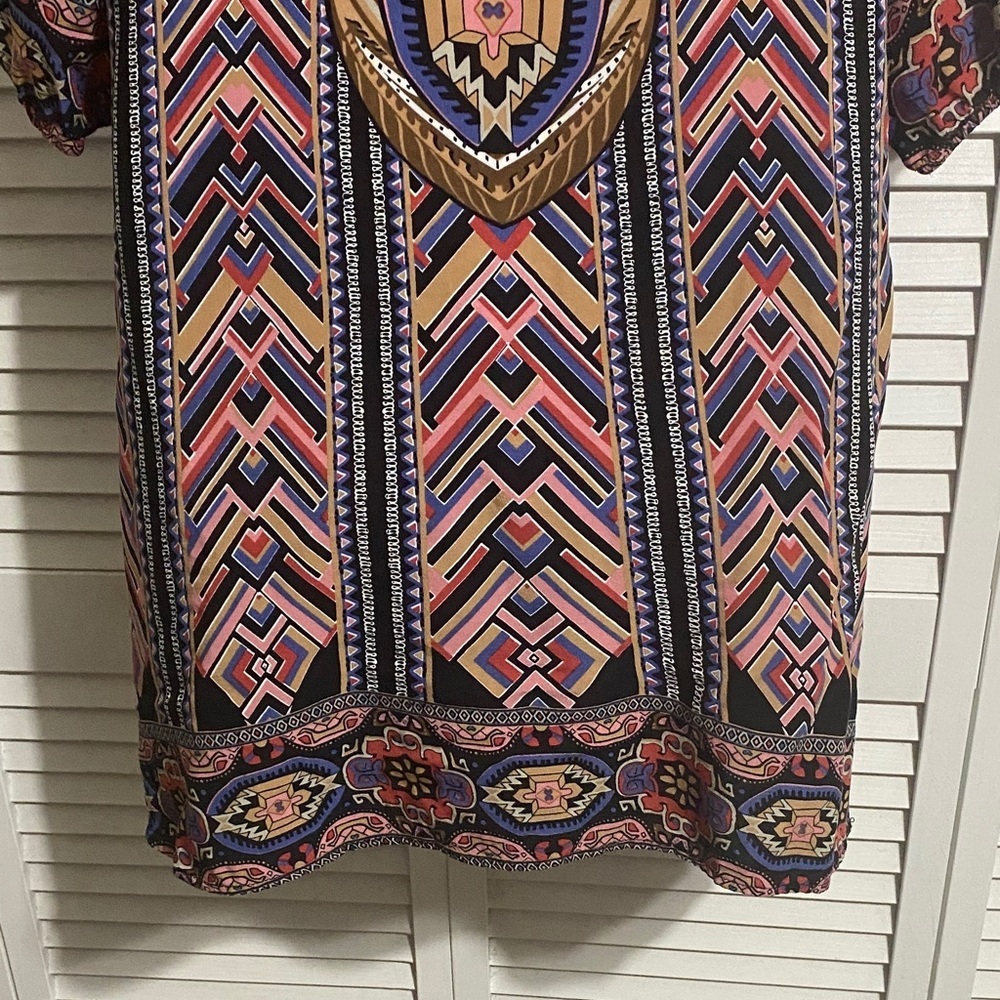 Wrangler Western Dress 3/4 Sleeve Printed Colorful  V-Neck - Picture 7 of 7